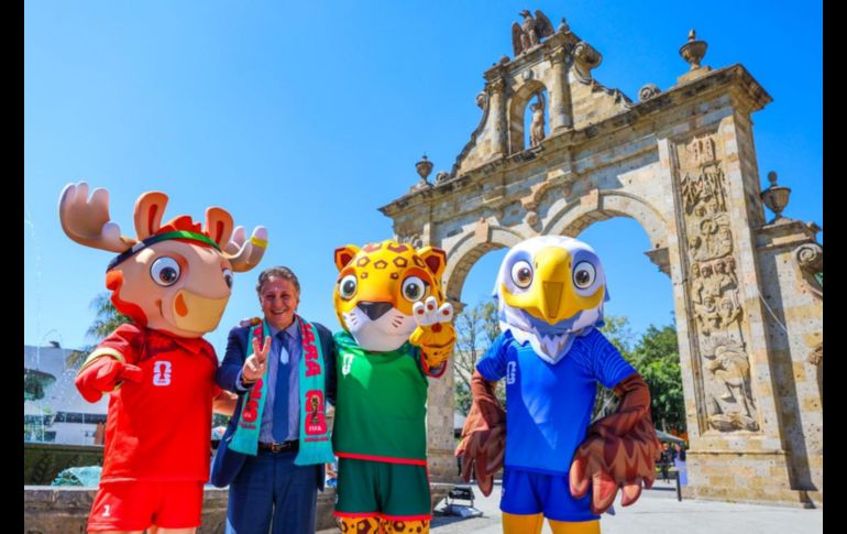 Zayu, Clutch y Maple, las tres mascotas que representarán al Mundial de Futbol 2026, visitaron por primera vez la Zona Metropolitana de Guadalajara. EL INFORMADOR / A. Navarro