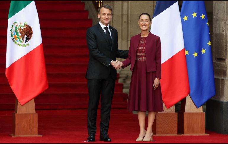 La visita de Macron a México es la primera de un líder europeo desde que Claudia Sheinbaum asumió la presidencia en octubre del 2024. AFP / L. Marin