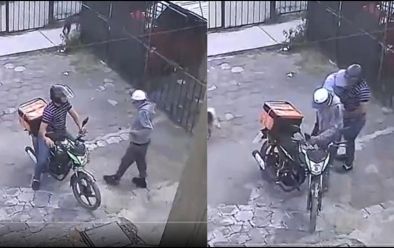 Dos hombres trataron de asaltar a un repartidor, pero él se resistió y logró ahuyentarlos. X/@c4jimenez/ESPECIAL