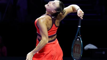 La bielorrusa celebrando luego de ganar el encuentro ante Anisimova. EFE