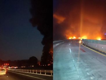 Debido al siniestro, ocurrido en el municipio de Ixtapaluca, la circulación permanece cerrada en ambos sentidos. ESPECIAL.