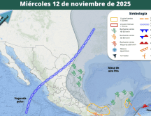 El frente frío núm. 13 se extiende sobre el occidente del mar Caribe. La masa de aire ártico asociada mantendrá ambiente frío a muy frío en la mayor parte de la República Mexicana ESPECIAL/CONAGUA