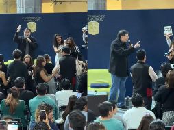 En un evento celebrado en la Universidad de Guanajuato, el senador de Morena, Gerardo Fernández Noroña, fue recibido entre gritos y reclamos por parte de un grupo de estudiantes. ESPECIAL