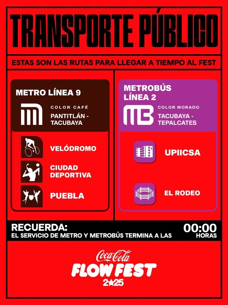 Planear tus trayectos y seguir las recomendaciones es clave para disfrutar sin contratiempos el Flow Fest 2025. INSTAGRAM/@cocacola_flow