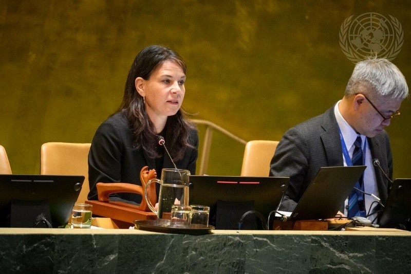 Annalena Baerbock, presidenta de la octogésima Sesión General de la Asamblea. ONU / UNPHOTO/LOEY FELIPE