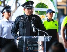 Juan Pablo Hernández, Secretario de Seguridad del Estado de Jalisco, durante los honores fúnebres de las oficiales viales asesinadas, Gisela Ceballos Quezada y Libna Mata Villegas, llevados a cabo en las instalaciones de la Academia de la Secretaria de Seguridad en Guadalajara, Jalisco. EL INFORMADOR/ J. Acosta
