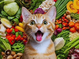 Hay comida y premios para gato que ya incluyen los beneficios de algunas frutas y verduras, en presentaciones más aptas y que les llamarán la atención mucho más. ESPECIAL / CANVA