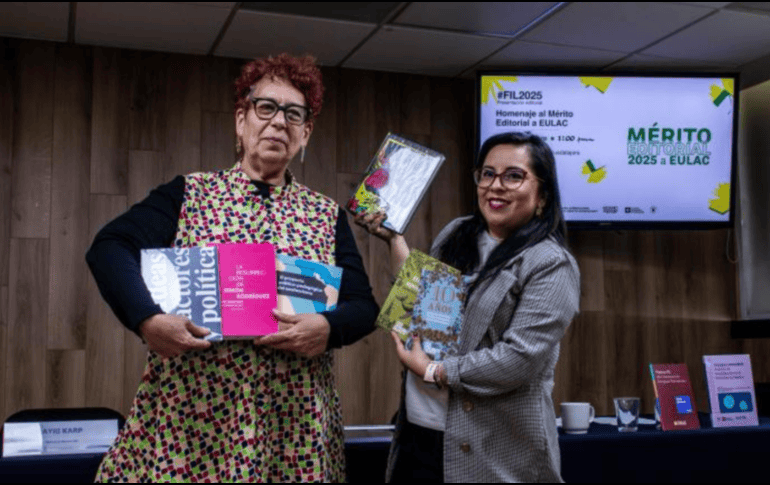 Durante la conferencia de prensa, la directora de la editorial, Sayri Karp, informó que el pabellón de la UdeG albergará 70 actividades a partir del 29 de noviembre. ESPECIAL/ M. Gómez.