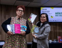 Durante la conferencia de prensa, la directora de la editorial, Sayri Karp, informó que el pabellón de la UdeG albergará 70 actividades a partir del 29 de noviembre. ESPECIAL/ M. Gómez.