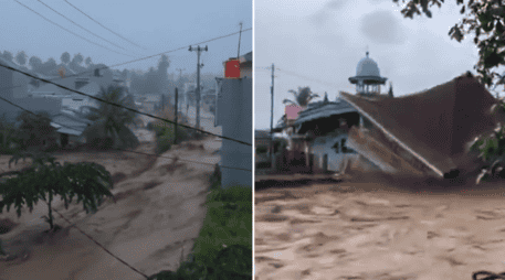 Videos de impactantes inundaciones en Indonesia. ESPECIAL / X / @WeatherMonitors