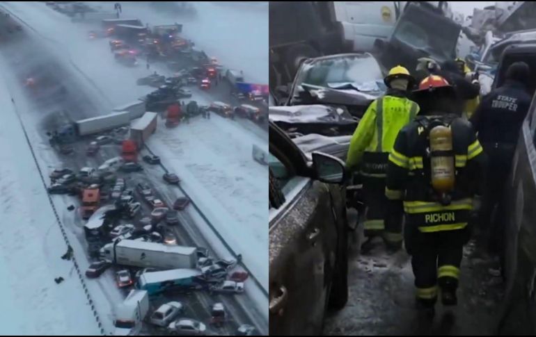 Este accidente ocurrió en medio de una amplia franja de alertas por tormenta invernal que se extiende desde Montana hasta Ohio. ESPECIAL