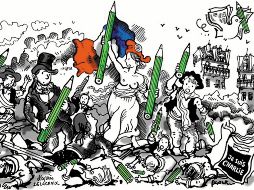 Trabajo del ilustrador Plantu (Francia), integrante de Cartooning for Peace, que alude a la defensa de la libertad de expresión. CORTESÍA/ Cartooning for Peace