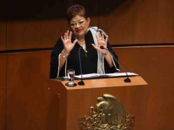 Godoy, quien había sido consejera jurídica de la Presidenta Claudia Sheinbaum, obtuvo 97 votos a favor, 19 en contra y 11 nulos. SUN/ L. CAMACHO