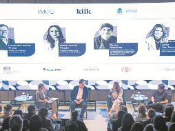 Sofia Van Hoorde, Francisco Prada, Maria Teresa Tirado y Bruno Martinez durante el evento Mujeres en las Empresas 2025. ESPECIAL