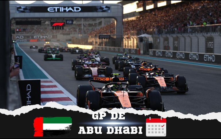 La carrera, que contará con 58 vueltas al Circuito de Yas Marina, se disputará el domingo 7 de diciembre. ESPECIAL / AFP y CANVA