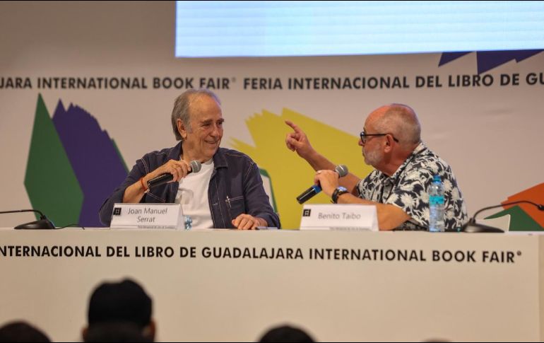 Joan Manuel Serrat reflexionó sobre migración, el Mediterráneo y la libertad durante su diálogo con jóvenes en la FIL Guadalajara. EL INFORMADOR/ A. NAVARRO.