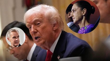 Los tres líderes de América del Norte coincidieron por primera vez en un mismo espacio durante la celebración del Sorteo del Mundial 2026. AP / ARCHIVO