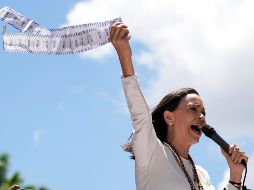 Machado se ha ocultado y no ha sido vista en público desde el 9 de enero, cuando fue brevemente detenida tras unirse a simpatizantes en una protesta en Caracas. AP/A. Cubillos