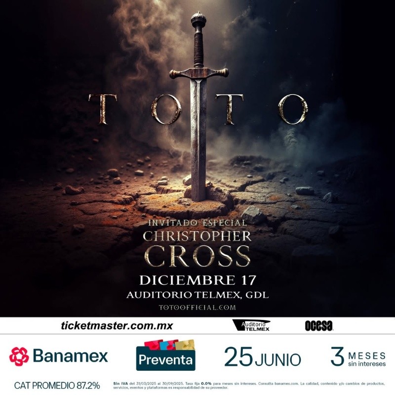 Toto y Christopher Cross llegan a Guadalajara para ofrecer una noche llena de clásicos. INSTAGRAM/@auditoriotelmex