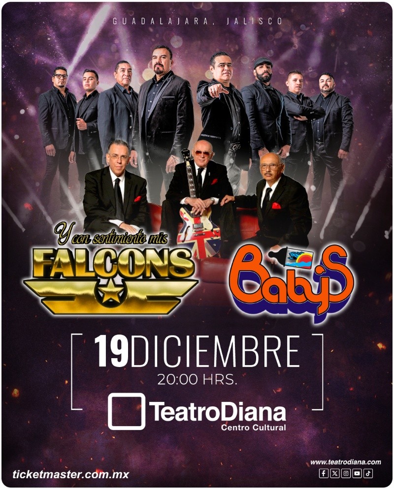 Los Babys y Los Falcons llenarán el Teatro Diana de romanticismo y recuerdos con canciones que forman parte de la historia musical. INSTAGRAM/@teatrodiana