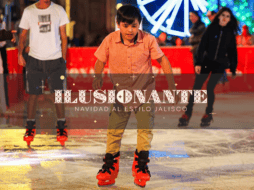 La pista de hielo en el Centro de Guadalajara se ubica en el Paseo Alcalde, frente a la Rotonda de las y los Jaliscienses Ilustres. EL INFORMADOR/J. Acosta