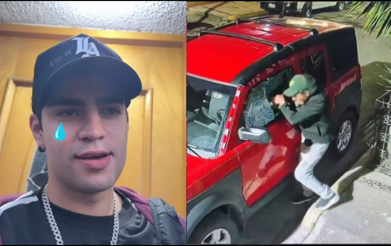 En tono de broma, comenzó a “describir” al presunto responsable; sin embargo, cada vez que mencionaba alguna característica, su amigo se quitaba una prenda o accesorio, simulando ser la persona que cometió el robo. INSTAGRAM/@aaronmercury