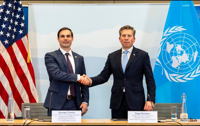 El memorando fue firmado en la Misión de Washington ante la ONU en Ginebra por el subsecretario de Asuntos Humanitarios de Estados Unidos, Jeremy Lewin. EFE/S. DI NOLFI
