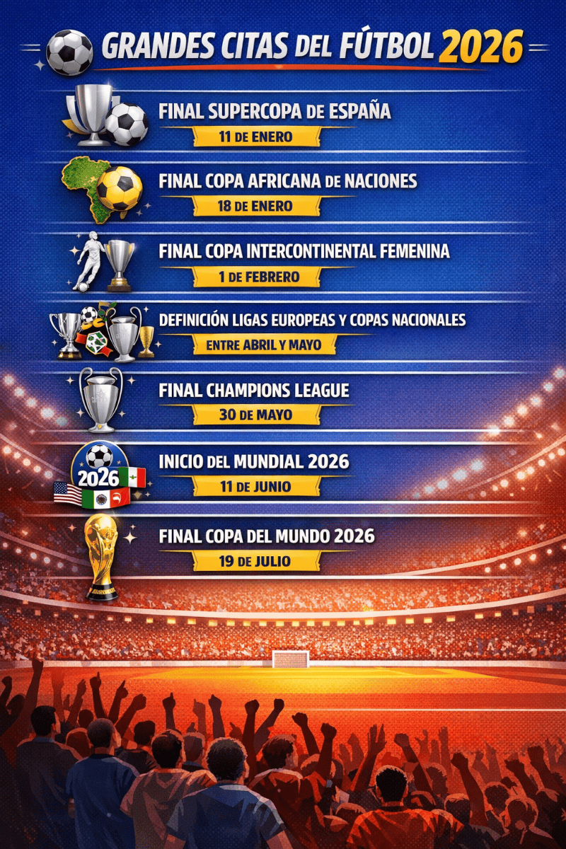 ESPECIAL / Imagen generada con IA para ilustrar el calendario del futbol este 2026&nbsp;