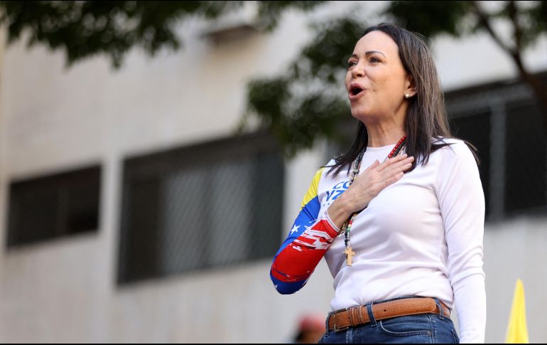 María Corina Machado, vista como la figura clave de la oposición venezolana, recibió el Premio Nobel de la Paz en 2025; la activista y política dedicó el galardón a Trump. AFP / ARCHIVO