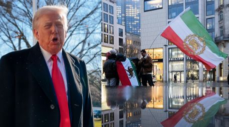 Donald Trump se manifiesta a favor de las protestas en Irán. ESPECIAL, EFE / S. Thew y EFE / M. Basualdo