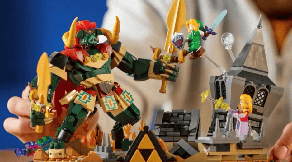 El modelo armado alcanza 17 centímetros de alto por 27 centímetros de largo e incluye minifiguras de personajes clave como Link, Zelda, Navi y Ganondorf. INSTAGRAM/@zeldanintendo