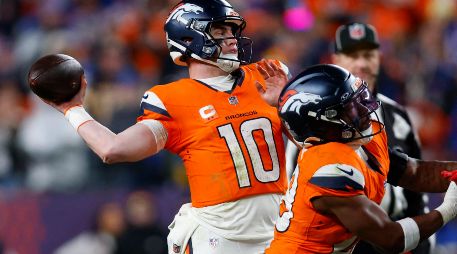 Bo Nix sufrió una fractura de tobillo en la penúltima jugada del juego de la Ronda Divisional contra los Bills de Buffalo. AFP