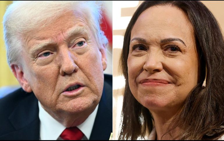 Donald Trump se reunió la semana pasada en la Casa Blanca con María Corina Machado, quien le obsequió la medalla de su Premio Nobel de la Paz. AFP / ARCHIVO