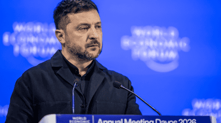 Volodímir Zelenski, en el foro Económico de Davos. EFE / G. Ehrenzeller