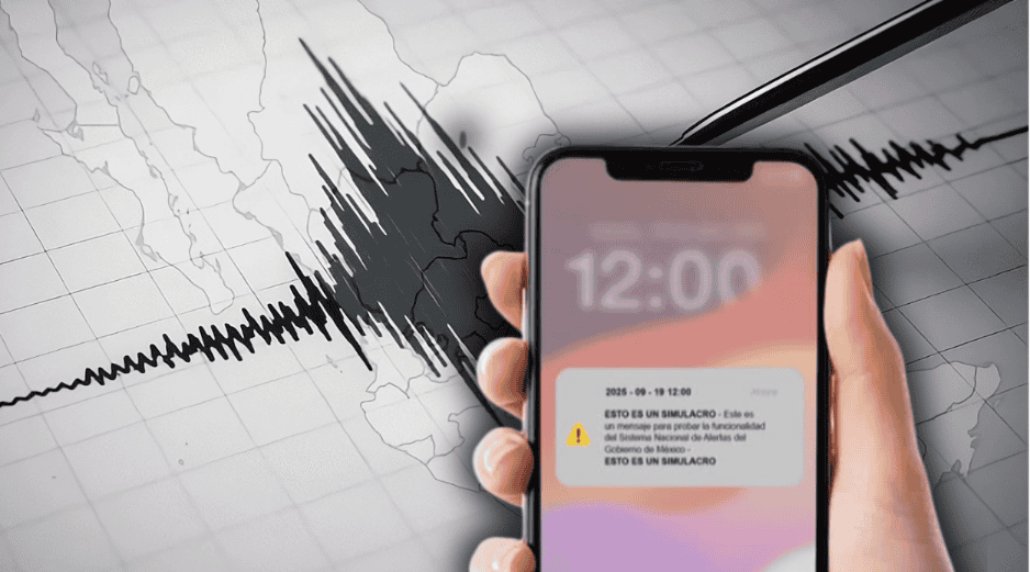 Este cambio en la alerta sísmica de los celulares también tendrá la finalidad de que los ciudadanos puedan distinguir cuando se trata de un sismo o simulacro. ESPECIAL/Canva/Gobierno de México