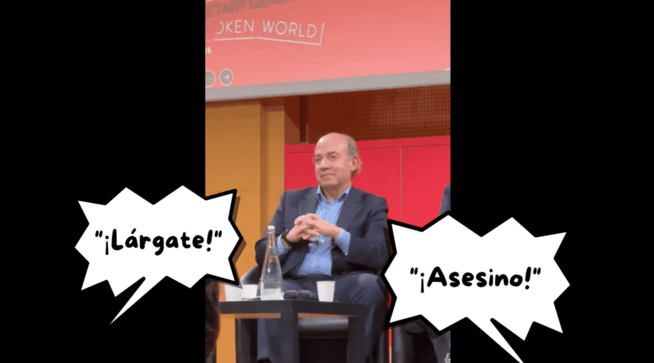 Durante la conferencia en la que participó Calderón se escucharon los gritos de 