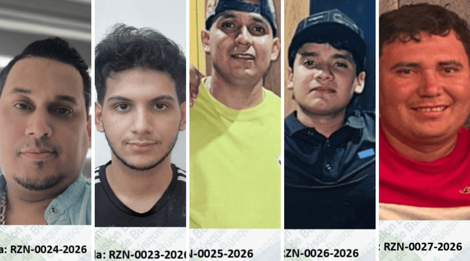 Las familias de los cinco varones presentaron las denuncias respetivas sobre sus desapariciones por lo que la Comisión Estatal de Búsqueda de Personas emitió sus fichas de localización. ESPECIAL/ Comisión Estatal de Búsqueda de Personas en el Estado de Sinaloa