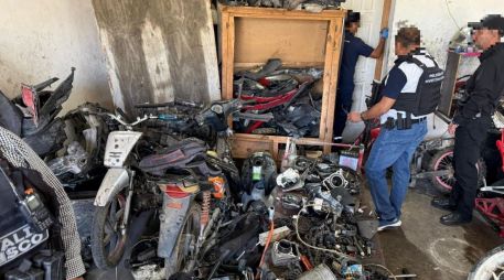 En la intervención en Lagos de Moreno, se aseguraron 18 motocicletas; varias contaban con reporte de robo. ESPECIAL
