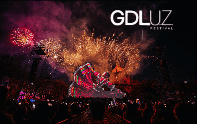 El espectáculo de luces GDLuz se lleva a cabo desde el 2017 en el Centro Histórico de Guadalajara. ESPECIAL/Gobierno de Guadalajara