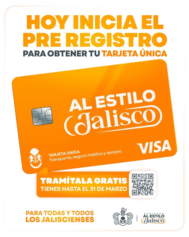 El trámite de la Tarjeta Única Al Estilo Jalisco estará disponible hasta el próximo martes 31 de marzo. ESPECIAL&nbsp;