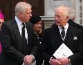 El entonces príncipe Andrés de Inglaterra y el rey Carlos III durante el funeral de la duquesa de Kent, el 16 de septiembre de 2025. AP/J. Chan