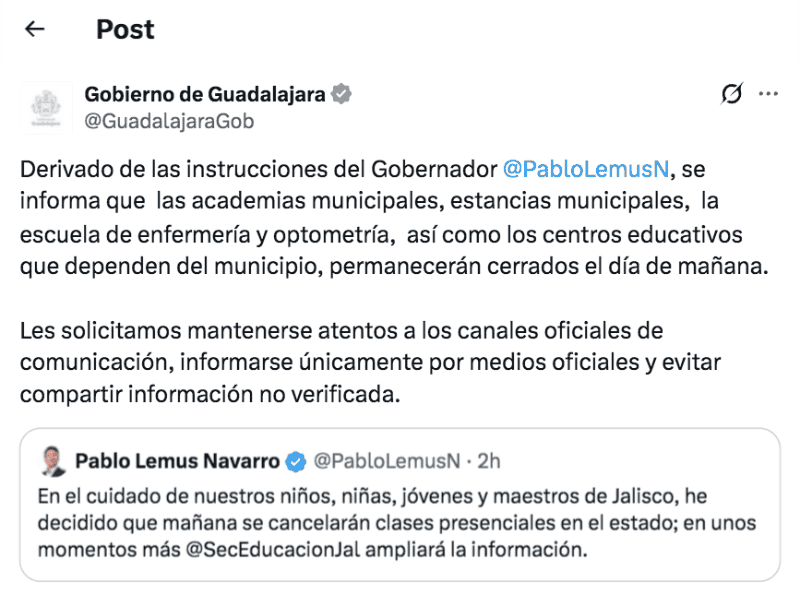 X / @GuadalajaraGob&nbsp;