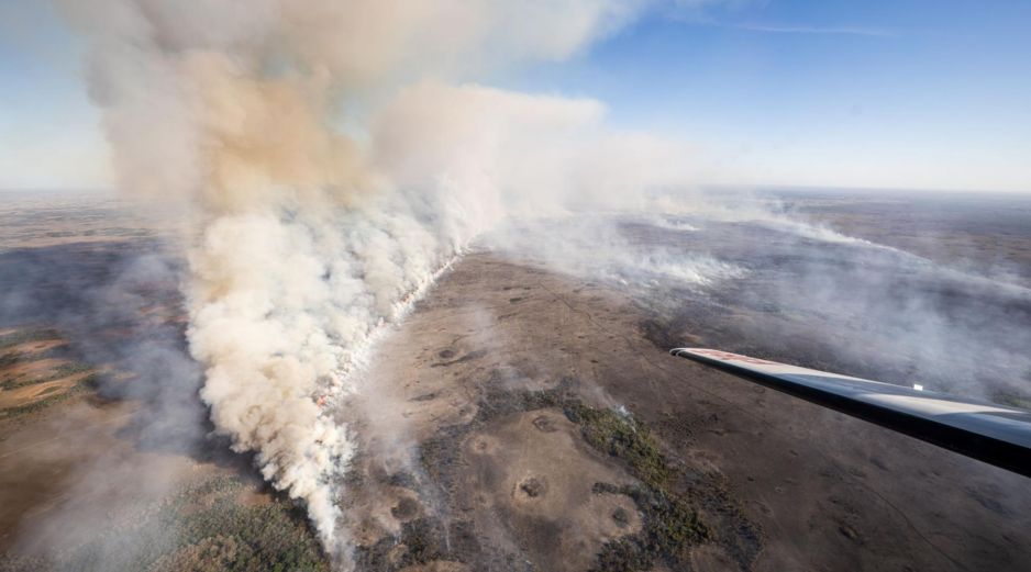 A causa del humo, hay una alerta por baja visibilidad en la carretera conocida como 'Alligator Alley'. EFE/Reserva Nacional Big Cypress