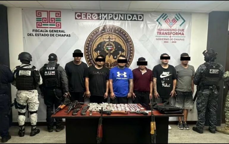 Una célula integrada por seis miembros del Cártel Nueva Generación, fueron detenidos por el Ejército, Guardia Nacional y Policía Federal y Estatal. ESPECIAL.