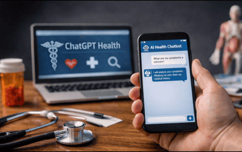 ChatGPT Health, una nueva versión de su chatbot que, según la empresa, puede analizar los historiales médicos de los usuarios, las apps de bienestar y los datos de los dispositivos portátiles para responder a preguntas médicas y de salud. IA