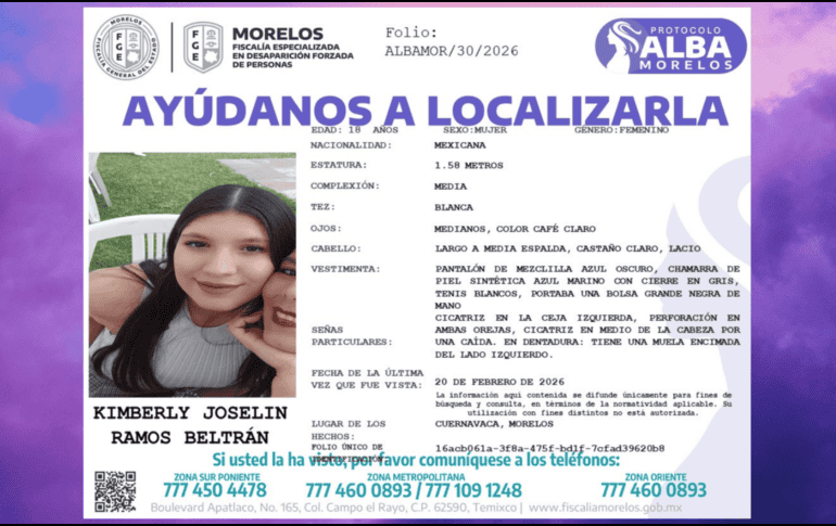 A 10 días de su desaparición, el cuerpo de la estudiante de la UAEM, Kimberly Jocelin Ramos, fue hallado en un predio del poblado de Chamilpa, en una zona boscosa de Cuernavaca que limita con la Universidad Autónoma del Estado de Morelos. ESPECIAL