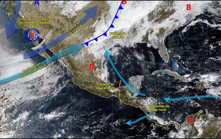 El Servicio Meteorológico Nacional prevé lluvias fuertes, vientos intensos, posible nieve y riesgo de torbellinos en varias regiones del país durante los próximos días. ESPECIAL/ SMN.