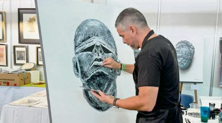 Víctor Haro. El artista invitado del Art Fest 37 realizó una obra en vivo. EL INFORMADOR/H. Navarro