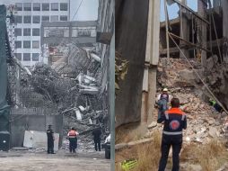 Equipos de emergencia mantienen un operativo en el lugar del derrumbe. CAPTURA DE PANTALLA/X/@davosv2004/ESPECIAL