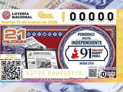 El diseño del billete del Sorteo Mayor 4005 celebró el 91 aniversario del Diario de Puebla. ESPECIAL